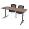 Regency Kobe T-Base Training Seminar Table W/ 2 Knight Mesh Chairs, 66 in W, 24 in L, Noble Oak MTRCT6624NOGY56CBK - alternate 1