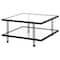 Homeroots 32" Clear And Black Glass And Steel Square Coffee Table With Shelf 520982 - alternate 9