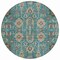 Homeroots 8' Teal Blue Aqua And Beige Round Oriental Washable Indoor Outdoor Area Rug 582136 - alternate 6