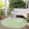 Homeroots 8' Artichoke Green And Mint Green Round Striped Washable Indoor Outdoor Area Rug 581631 - alternate 5