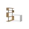 Homeroots 93" White and Natural Wood and Metal L Shape Writing Desk 543808 - alternate 1