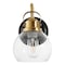 Jonathan Y Shirley 6" 1-Light Farmhouse Industrial Metal LED Vanity Light w/Seeded Glass Globe Shade, Brass Gold JYL7400B - alternate 8