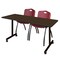 Regency Kobe Mobile T-Base Training Table W/ 2 M Stack Chairs, 60 in W, 24 in L, Neo Walnut MKTRCC6024NW47BY - alternate 1