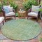 Homeroots 8' Green And Ivory Round Abstract Washable Indoor Outdoor Area Rug 631067 - alternate 5
