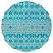 Homeroots 8' Teal Blue Ivory And Gold Round Geometric Washable Indoor Outdoor Area Rug 612222 - alternate 7