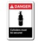 Signmission 10 in Height, Plastic, 10" x 7", ANSI-710DS Cylinders Must Be Secured ANSI-710DS Cylinders Must Be Secured - alternate 6