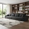 Homeroots 140" Black Corduroy Modular Compression Foam Sofa With Toss Pillows 712975 - alternate 4