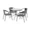 Flash Furniture Square Metal Table, Sqr w/Rattan Chairs, Gray, 28", Aluminum, Glass, Metal, Plastic, Rattan, Clear TLH-073SQ-037GY4-GG - alternate 1