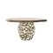 Homeroots 63" Brown And Brass Rounded Solid Wood And Iron Pedestal Base Dining Table 486024 - alternate 1