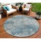 Homeroots 8' Teal Blue And Beige Round Abstract Washable Indoor Outdoor Area Rug 630899 - alternate 1
