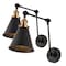 Jonathan Y Rover 7" Classic Industrial Metal Adjustable Arm LED Wall Sconce, Black/Brass Gold, 2PK JYL7462A-SET2 - alternate 1