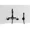 Kingston Brass Two-Handle Wall Mount Bridge Kitchen Faucet with Brass Sprayer, Matte Black KS2440PXBS - alternate 6