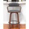 Homeroots 26" Gray And Wood Brown Faux Leather Swivel Low Back Counter Height Bar Chair 534441 - alternate 1