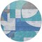 Homeroots 8' Teal Blue And Ivory Round Geometric Washable Indoor Outdoor Area Rug 617928 - alternate 7
