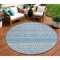 Homeroots 8' Sky Blue And Denim Blue Round Quatrefoil Washable Indoor Outdoor Area Rug 583242 - alternate 1