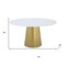 Homeroots 54" Gray White and Gold Marble and Metal Pedestal Base Round Top Dining Table 555161 - alternate 3