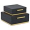 Homeroots Set of Two Black And Gold Square Nesting Decorative Storage Boxes With Lids, 2PK 712922 - alternate 1