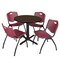 Regency Round Cain Breakroom Table W/ 4 M Stack Chairs, 30 in W, 30 in L, Neo Walnut TB30RNDNW47BY - alternate 1
