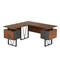 Homeroots 59" Walnut Wood and Stainless Steel L Shape Computer Desk With Two Drawers 723747 - alternate 4