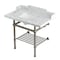 Kingston Brass 36-Inch Carrara Marble Console Sink with Brass Legs and Shelf, 8-Inch, 3-Hole LMS3630MBSQB8 - alternate 1