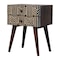 Homeroots 23" Black White And Brown Solid Wood Geometric Bone Inlay Two Drawer Nightstand 651501 - alternate 6