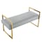 Homeroots 48" Gray and Gold Faux Leather Upholstered Bench 530653 - alternate 6