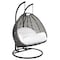 Leisuremod Charcoal Wicker Hanging 2 person Egg Swing Chair, White ESCCH-57W - alternate 3
