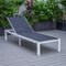 Leisuremod Marlin Modern White Aluminum Patio Chaise Lounge Chair with Square Fire Pit Side Table, Black MLWCF21-77BL - alternate 9