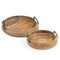 Homeroots Set of Two Brown Solid Wood Round Trays With Handles 574111 - alternate 1