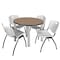 Regency Round Kee Breakroom Table W/ 4 M Stack Chairs, 36 in W, 36 in L, Noble Oak TB36RNDNOBPCM47GY - alternate 1