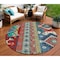 Homeroots 8' Red Pink And Teal Blue Round Aztec Washable Indoor Outdoor Area Rug 598504 - alternate 1