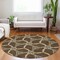 Homeroots 8' Brown And Beige Round Geometric Washable Indoor Outdoor Area Rug 613478 - alternate 6