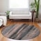 Homeroots 8' Blue Charcoal And Copper Round Botanical Leaves Washable Indoor Outdoor Area Rug 581950 - alternate 8