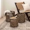 Happimess Lasuna Coastal Bohemian Water Hyacinth Handwoven Checker Weave Nesting Baskets w/Handles, Brown, Se BSK2033B-3SET - alternate 5