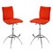Homeroots Set of Two Red and Silver Faux Leather and Metal Low Back Adjustable Height Bar Chairs, 2PK 555029 - alternate 1