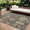 Homeroots 8' X 10' Navy Blue Terra Cotta And Beige Damask Washable Indoor Outdoor Area Rug 603746 - alternate 1