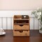 Lavish Home 4-Tier Bamboo Desk Organizer Wooden Storage Box with 2 Drawers, Cubby, and Shelf, Natural 83-106 - alternate 1