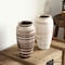 Uniquewise 11in Ceramic Stripe Vase Vintage Decorative Modern Farmhouse Piece for Home Centerpieces, White QI004793 - alternate 6