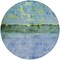 Homeroots 8' Blue And Lime Green Round Abstract Washable Indoor Outdoor Area Rug 618603 - alternate 4