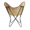 Homeroots 37" Brown Tan and Black Canvas And Leather Butterfly Chair 548249 - alternate 6