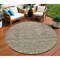 Homeroots 8' Pewter Round Floral Washable Indoor Outdoor Area Rug 607352 - alternate 1