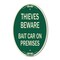 Signmission Thieves Beware Bait Car on Premises, 12 Inch X 18 Inch Architectural Oval, Heavy Gauge Aluminum A-OV-G-1218-22821 - alternate 1