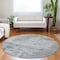 Homeroots 8' Gray And Silver Round Abstract Washable Indoor Outdoor Area Rug 602709 - alternate 8