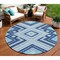 Homeroots 8' Navy Blue Aqua And Ivory Round Tribal Washable Indoor Outdoor Area Rug 598138 - alternate 1