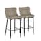 Homeroots Set of Two 30" Gray and Black Faux Leather and Metal Low Back Bar Height Bar Chairs, 2PK 555063 - alternate 1
