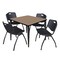 Regency Square Kahlo Breakroom Table W/ 4 M Stack Chairs, 36 in W, 36 in L, Noble Oak TPL3636NOBK47BK - alternate 1