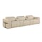 Homeroots 126" Beige Top Grain Leather Reclining Metal USB Sofa 720363 - alternate 6