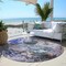 Homeroots 8' Beige Blue And Taupe Round Abstract Washable Indoor Outdoor Area Rug 577952 - alternate 4