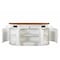 Homeroots 69in White And Brown Solid Wood Carved Geometric Four Drawer Four Door Sideboard 634324 - alternate 8