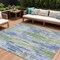 Homeroots 9' X 12' Sky Blue And Fern Green Striped Washable Indoor Outdoor Area Rug 617696 - alternate 1